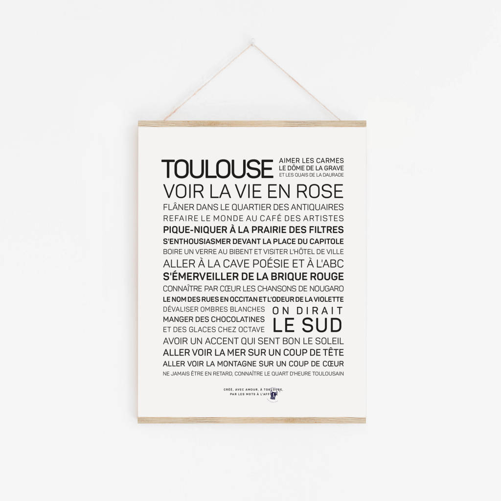 Une affiche en noir et blanc avec les mots Toulouse.