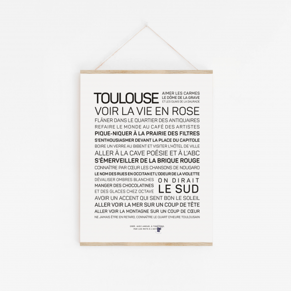 Une affiche en noir et blanc avec les mots Toulouse.
