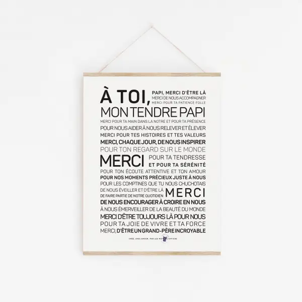 Une affiche en noir et blanc avec les mots a toi mon mon pa Papi.