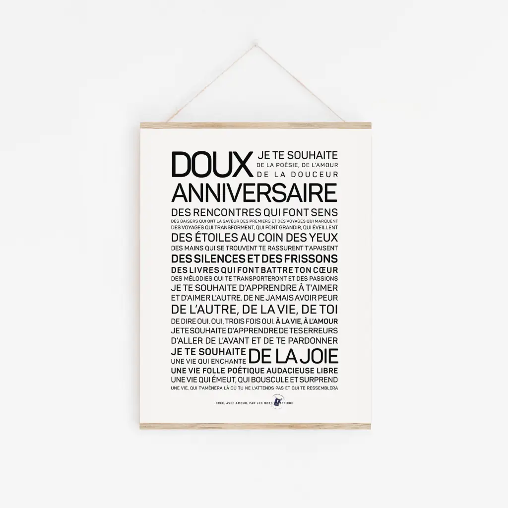Une affiche en noir et blanc avec la mention 2021, anniversaire des beaux jours.