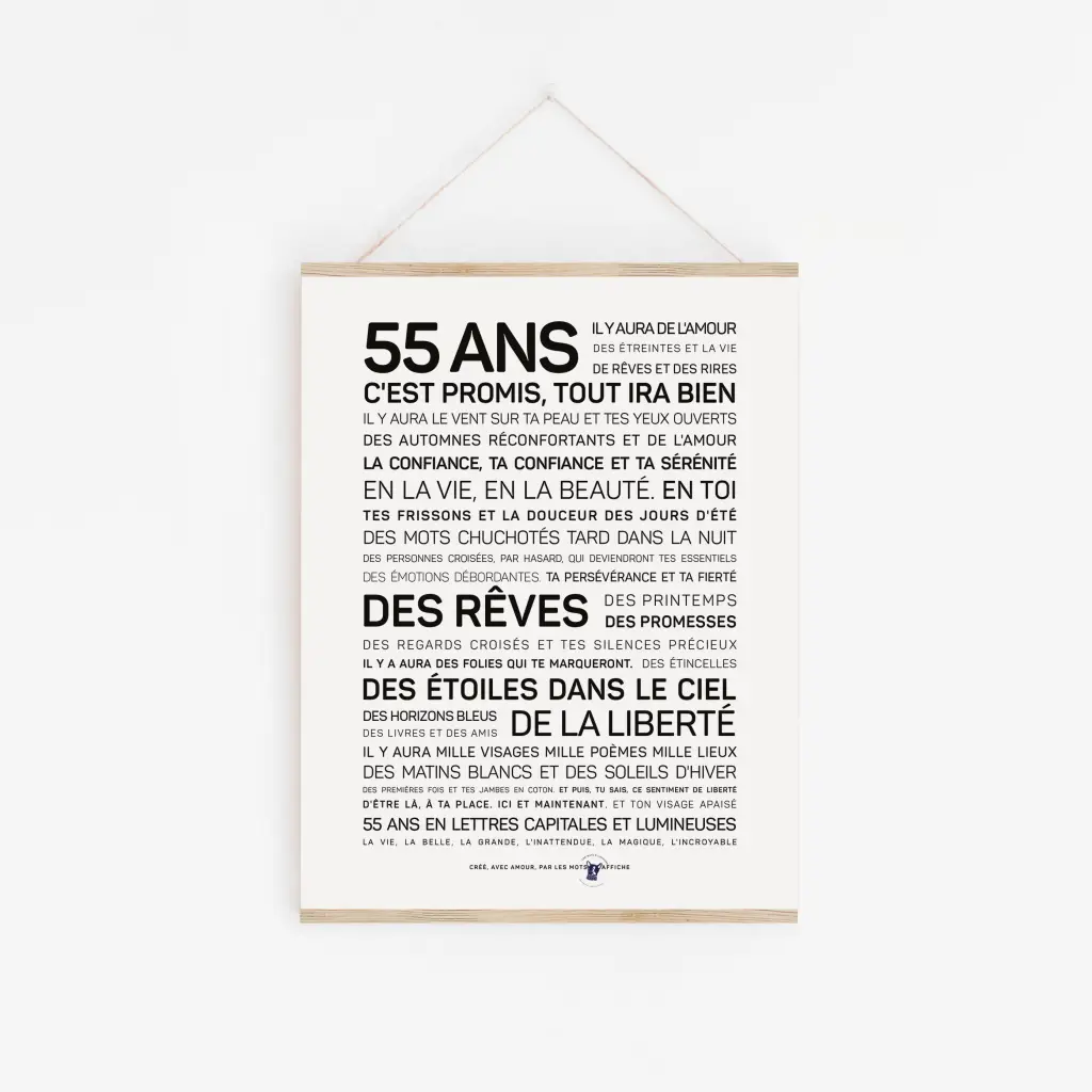 Une affiche A toi, à ton anniversaire avec les mots 55 ans.