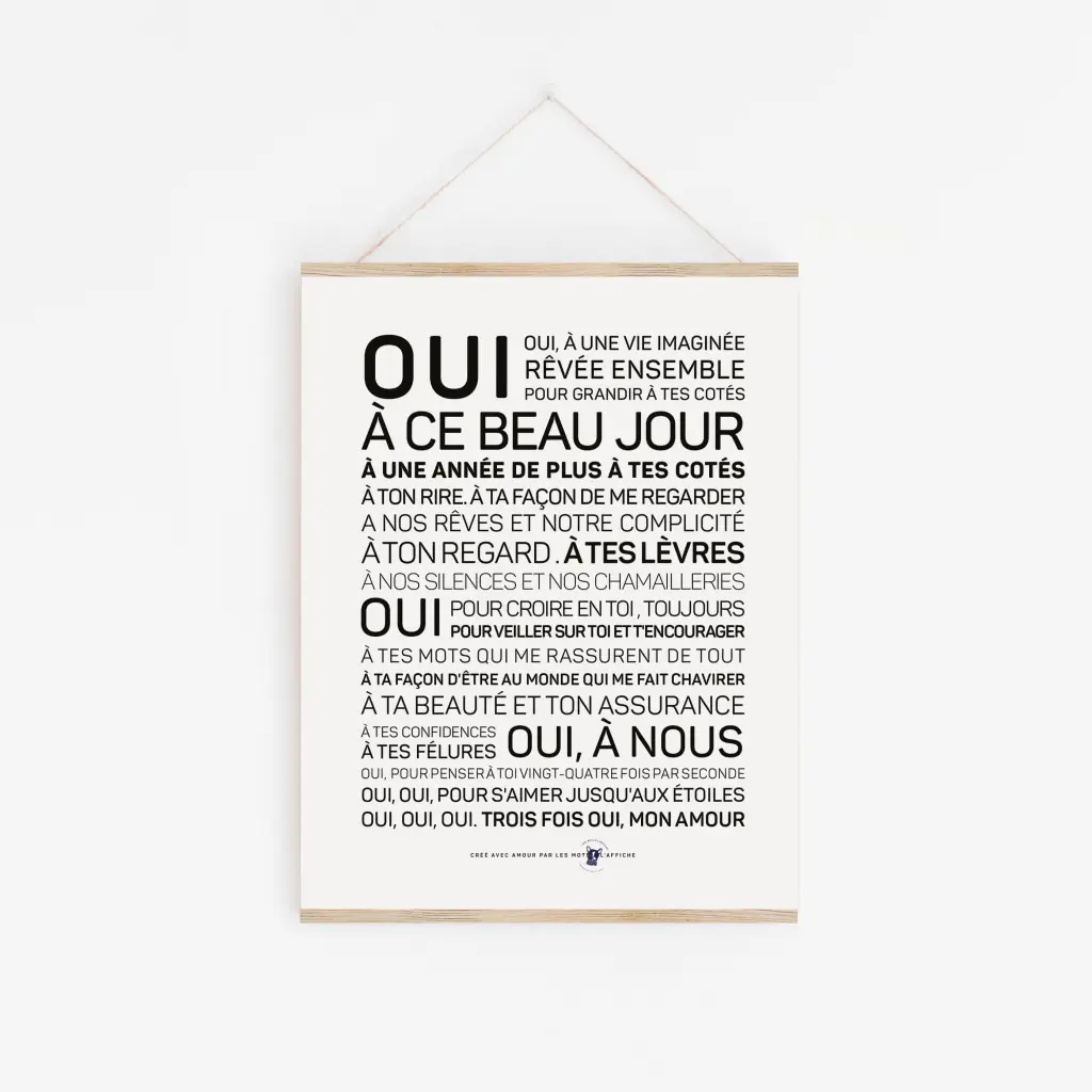 Une affiche en noir et blanc avec la mention "oui ec belle jolie" - A toi, à ton anniversaire