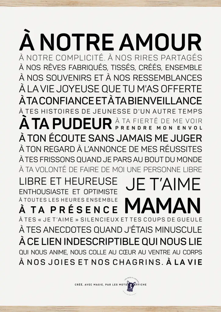 Une affiche avec les mots a notre amour.