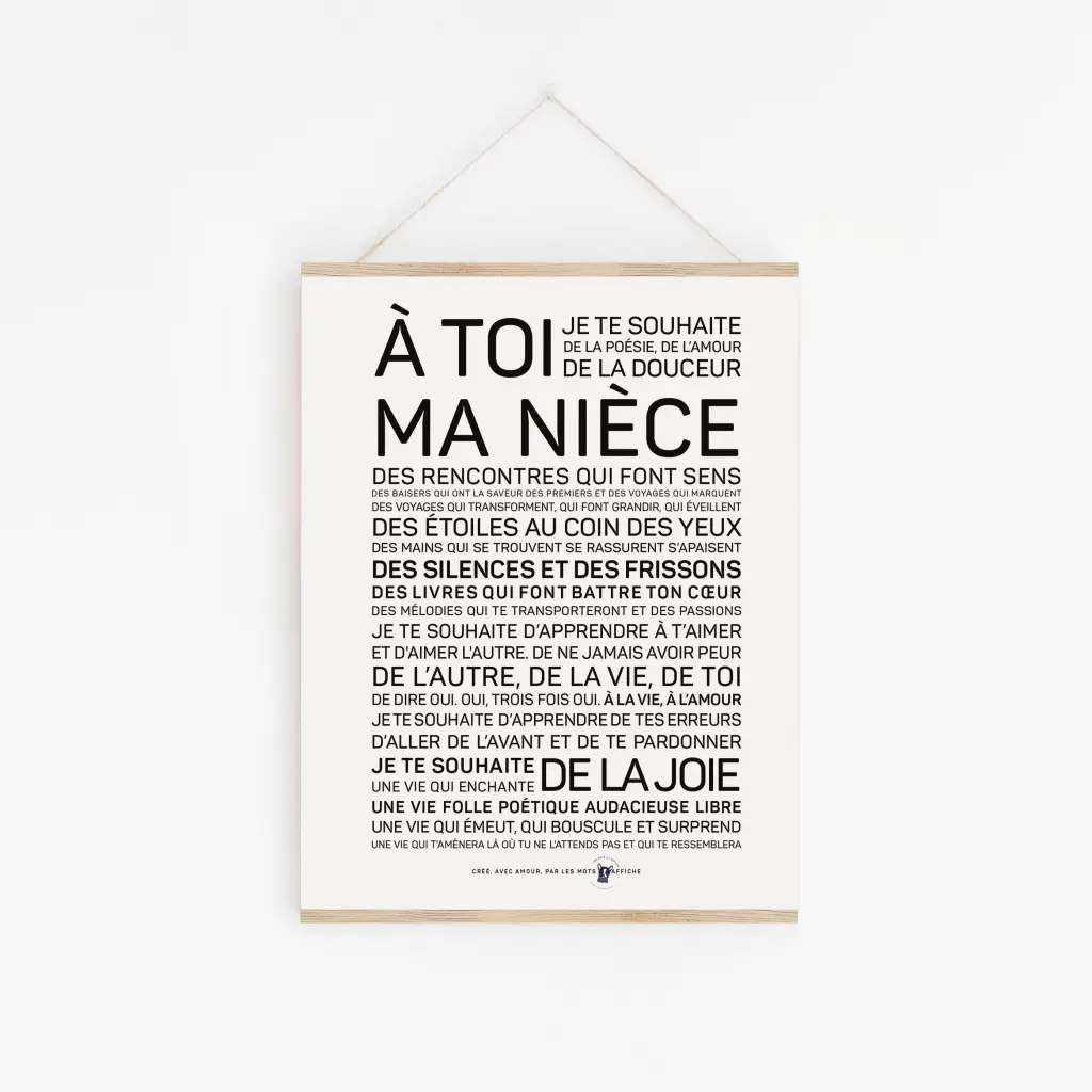 Une affiche en noir et blanc avec les mots a toi ma filleul.