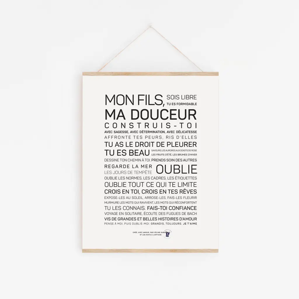 Une affiche en noir et blanc avec les mots Magicienne ma douceur.