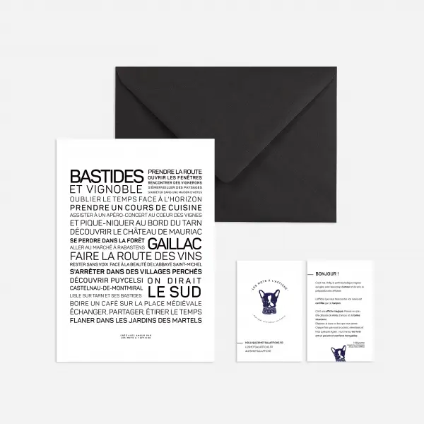 Une enveloppe et un livre blanc Gaillac, entre bastides et vignoble.