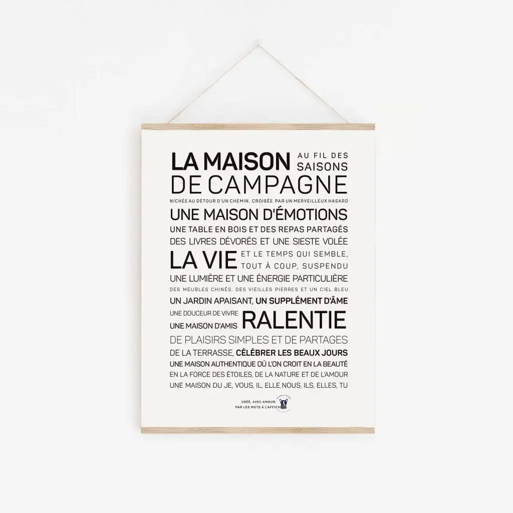 Une affiche en noir et blanc avec les mots La maison de campagne.