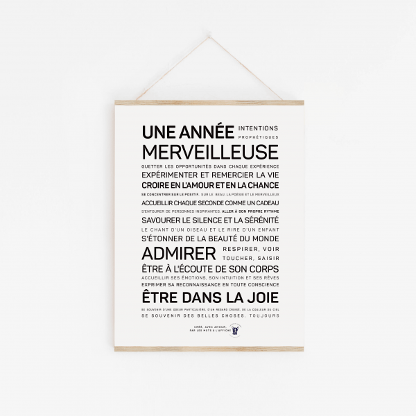 Une affiche en noir et blanc avec les mots 'De l'amour (voeux)', un cadeau parfait.