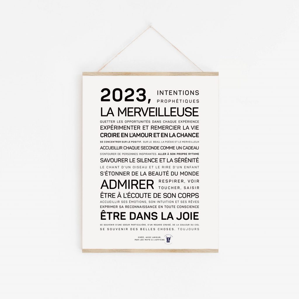 Une affiche 2024 avec les mots 'la merveilleuse' en noir et blanc.