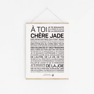 Une affiche en noir et blanc avec les mots a tot cherie Jade.