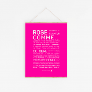 Une affiche rose avec la mention « Rose comme champagne ».