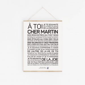 Une affiche en noir et blanc avec les mots « à toi cher Martin », un Martin parfait.