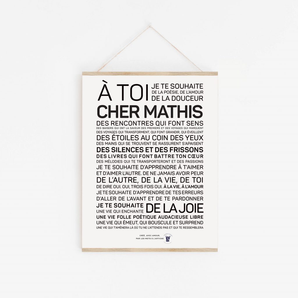 Name Mathis Affiche cadeau prénom Mathis- Les mots à l'affiche
