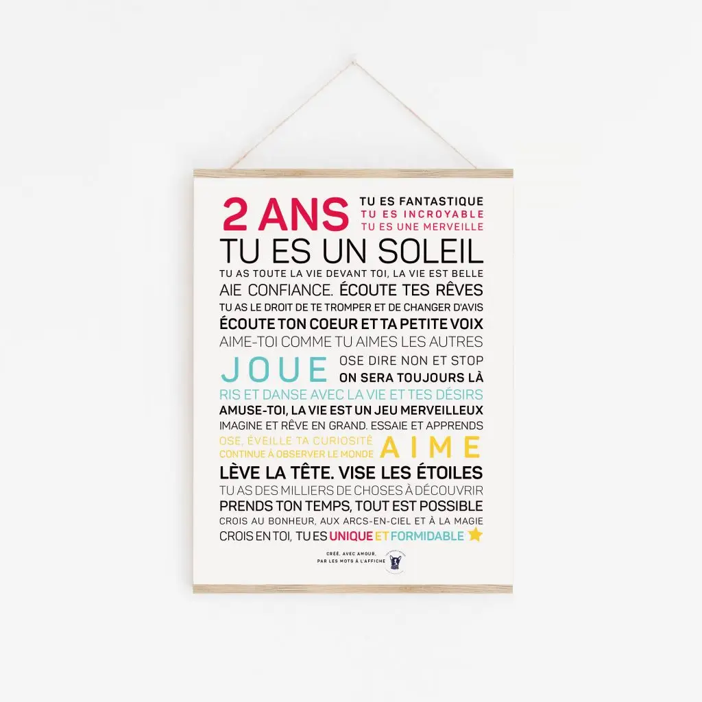 Une affiche 2 ans avec la mention tues un soie.