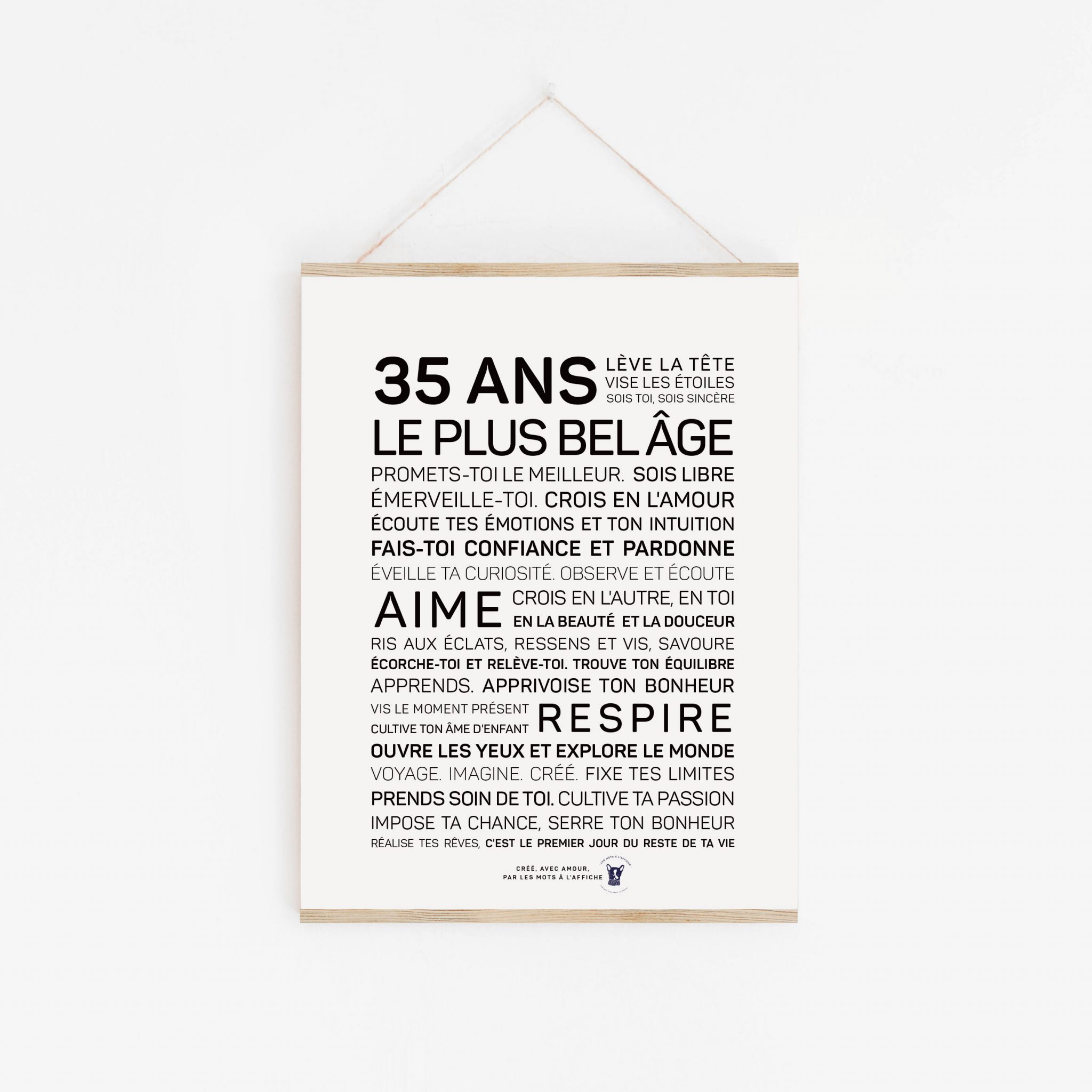Affiche cadeau 35 ans, le plus bel âge Les mots à l'affiche — free download