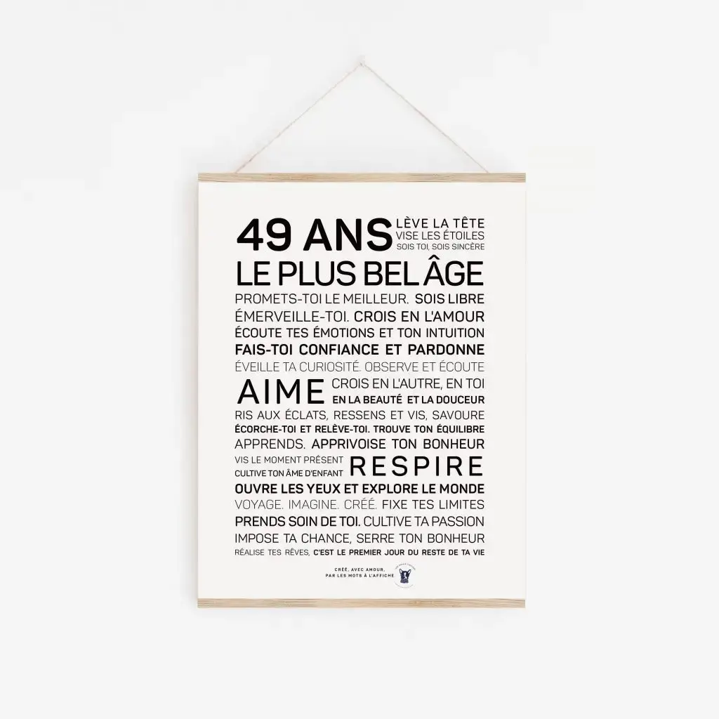 Une affiche en noir et blanc avec les mots '49 ans plus belge', un parfait cadeau 49 ans.