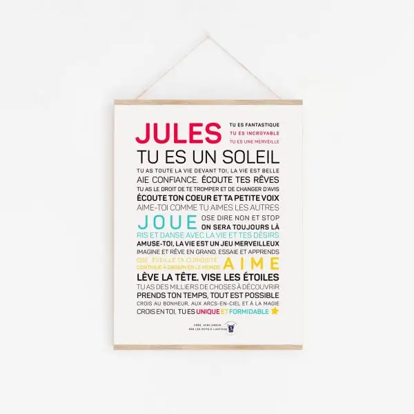 Une affiche avec la mention "Modèle 4 : Brille, tu es un soleil", une parfaite idée cadeau.