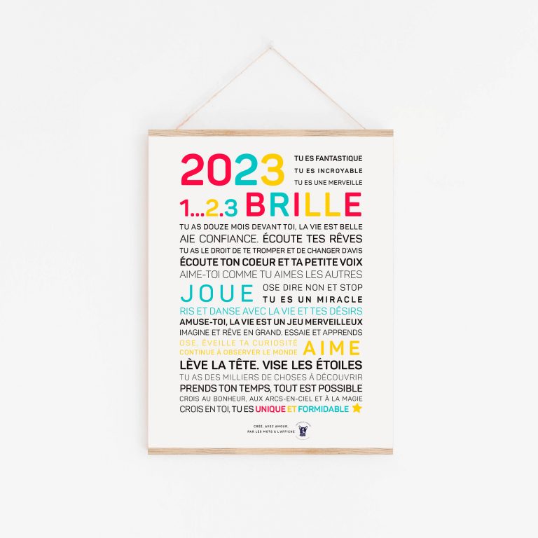 Carte de voeux 2023, 123... Brille - Les mots à l'affiche