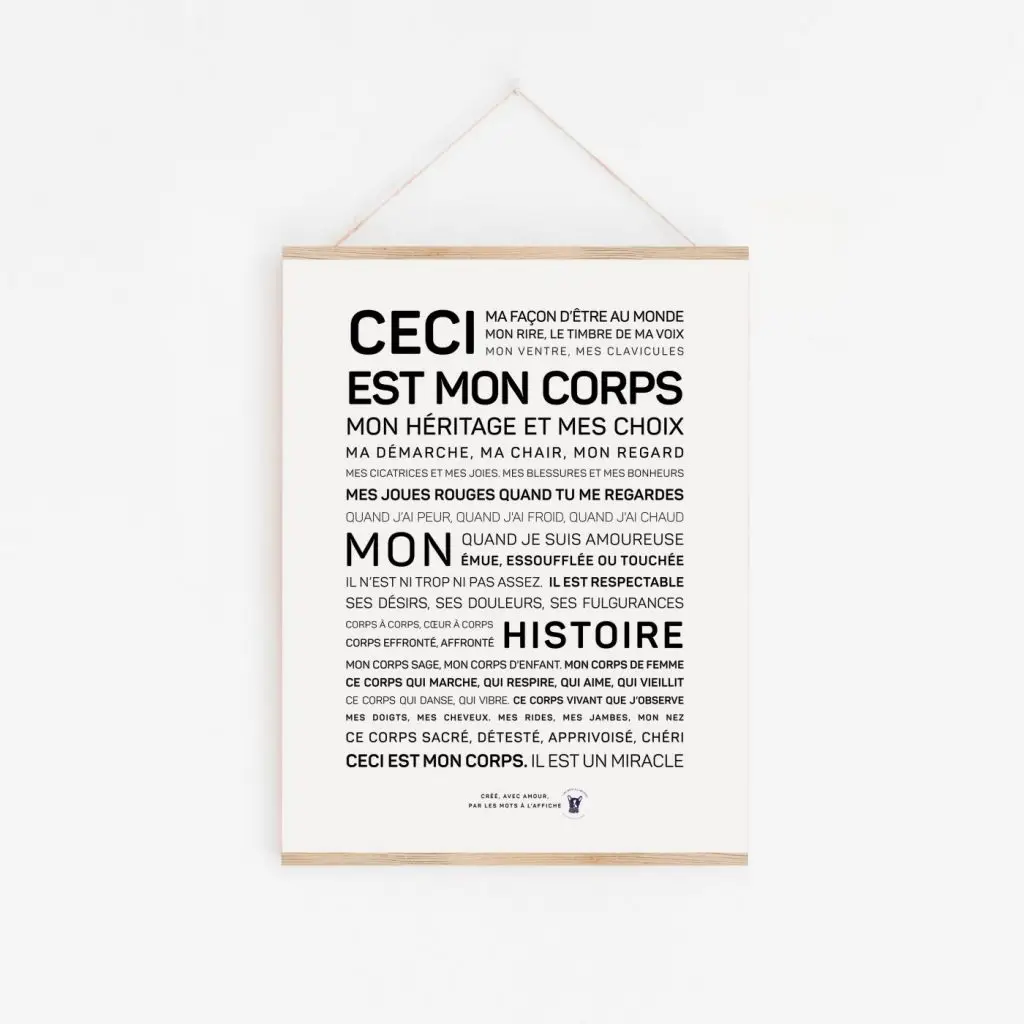 Une affiche avec la mention Ceci est mon corps, une idée cadeau.