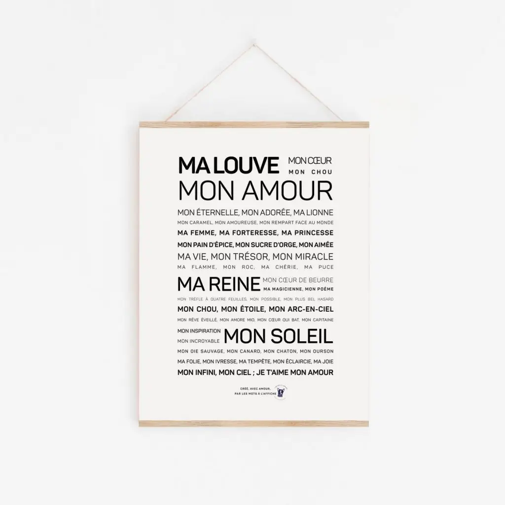 Une affiche Ma louve, mon amour, une idée cadeau.
