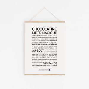Une affiche en noir et blanc avec la mention 'chocolatine keto magique', une idée cadeau.