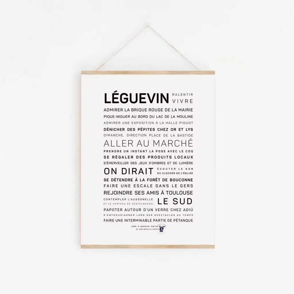 Une affiche avec les mots leguevin dessus, une idée cadeau.