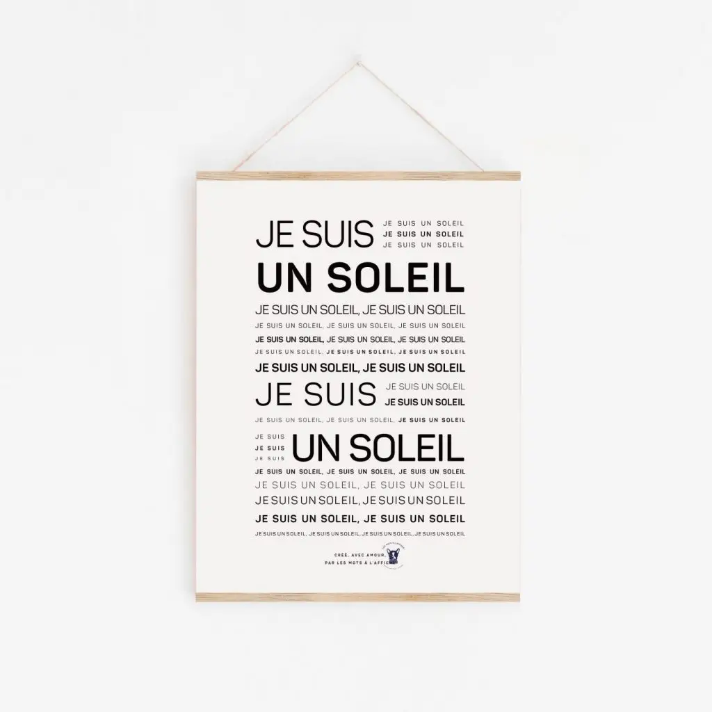 Une idée de cadeau poétique : le poster Mantra : Je suis un soleil.