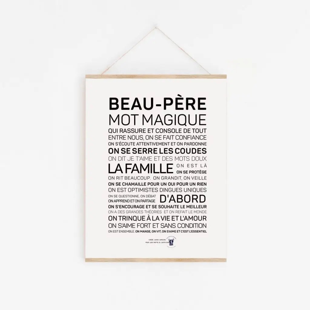 Une affiche en noir et blanc avec la mention Petit-fils, ce qui en fait une idée cadeau poétique.