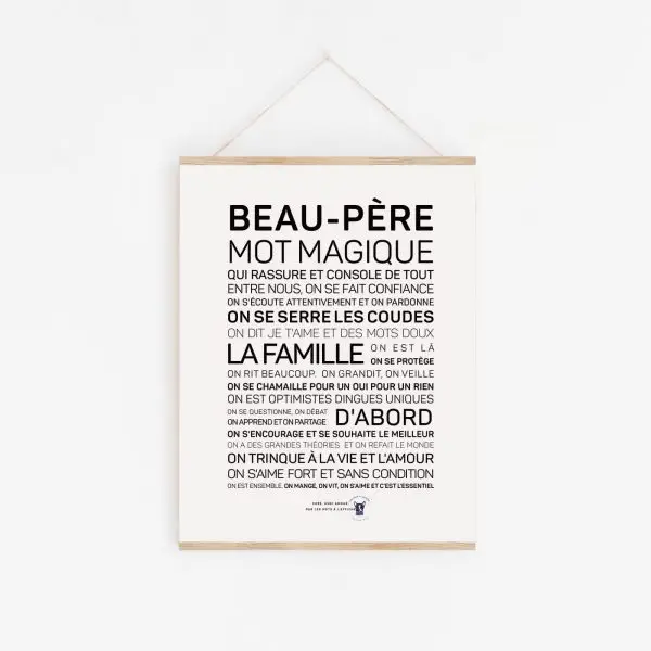 Une affiche en noir et blanc avec la mention Petit-fils, ce qui en fait une idée cadeau poétique.