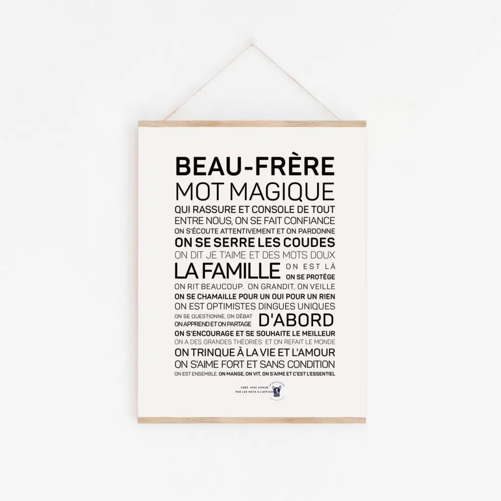 Une affiche poétique avec les mots 'petits-fils' en noir et blanc.