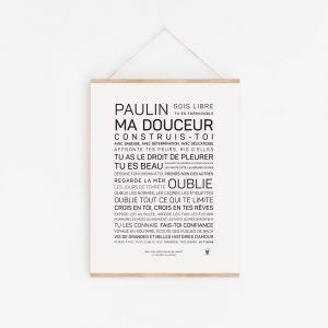 Une idée cadeau littéraire : une affiche qui dit Paulin, ma douceur.
