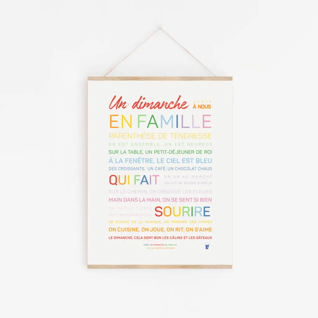 Une affiche colorée "Un dimanche en famille" comme cadeau idéal pour sa famille