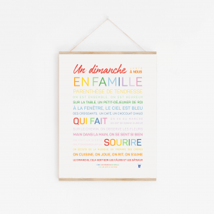 Une affiche colorée "Un dimanche en famille" comme cadeau idéal pour sa famille