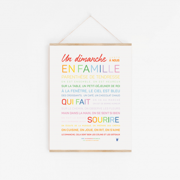 Une affiche colorée "Un dimanche en famille" comme cadeau idéal pour sa famille