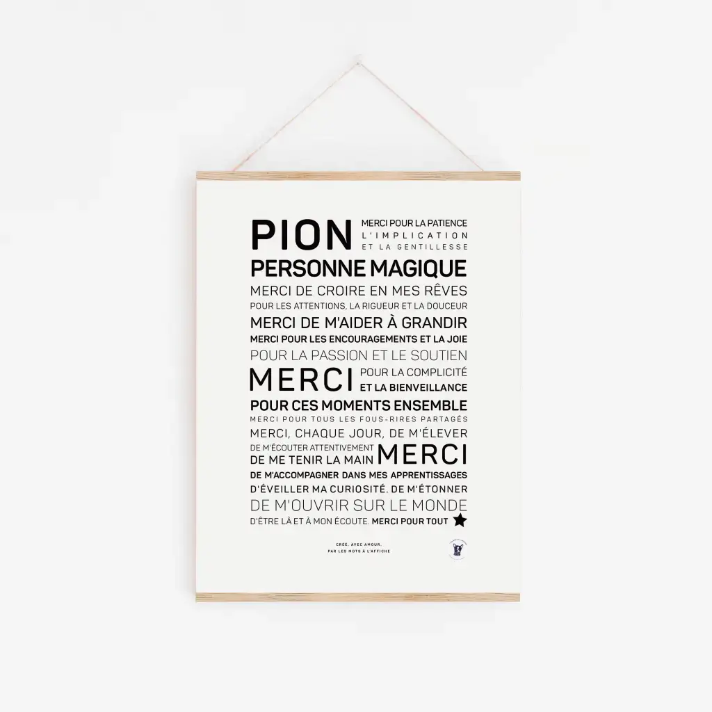 Professeur, personne magique (noir et blanc)" est une affiche encadrée en français avec un texte gras et régulier - un cadeau parfait pour remercier un enseignant spécial pour sa gentillesse, son soutien et son aide dans l'apprentissage et la croissance.