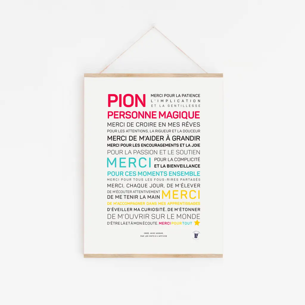 Une impression d'art mural, « Prof, personne magique (noir et blanc) », avec un texte en français exprimant sa gratitude : une affiche cadeau idéale pour un professeur de magie, célébrant la patience, le soutien et la gentillesse.
